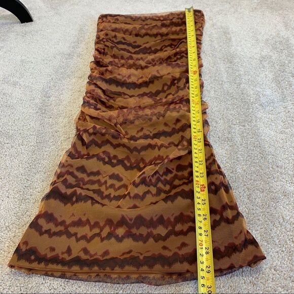 ZARA bloggers fave Brown high waisted ruched draped tulle midi skirt Sz XS NWT - Picture 13 of 15